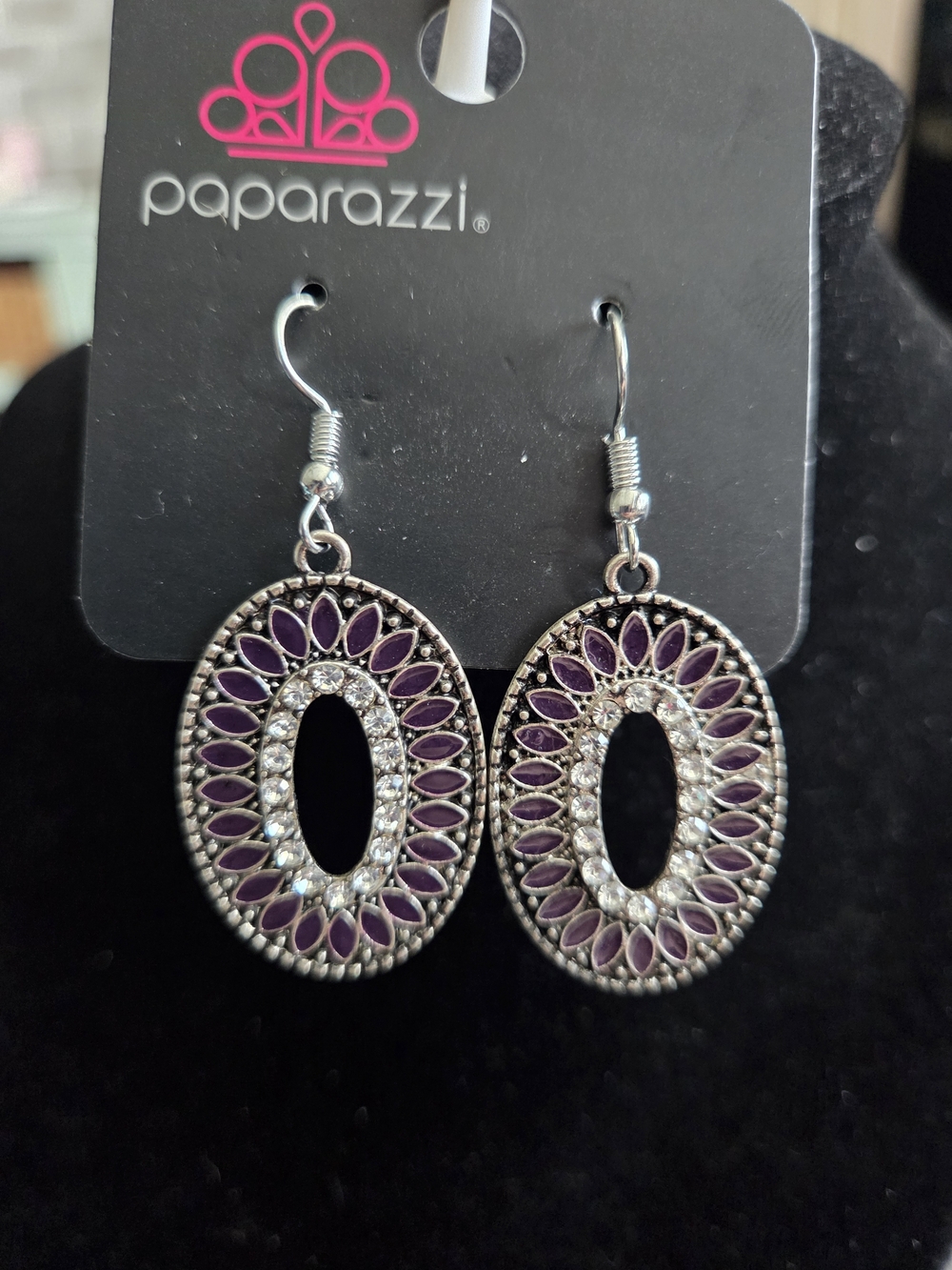 Paparazzi Purple Oval Drop Earrings